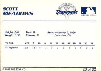 1989 Star Waterloo Diamonds #20 Scott Meadows Back