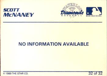 1989 Star Waterloo Diamonds #32 Scott McNaney Back