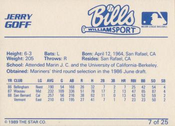 1989 Star Williamsport Bills #7 Jerry Goff Back