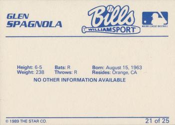 1989 Star Williamsport Bills #21 Glenn Spagnola Back