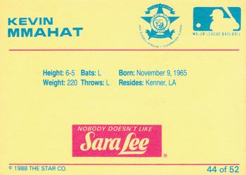 1988 Star Florida State League All-Stars #44 Kevin Mmahat Back