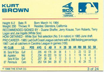 1988 Star Tampa Tarpons #3 Kurt Brown Back