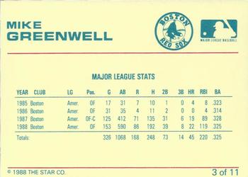 1989 Star Mike Greenwell Purple #3 Mike Greenwell  Back