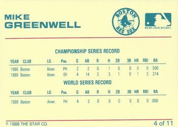 1989 Star Mike Greenwell Purple #4 Mike Greenwell Back