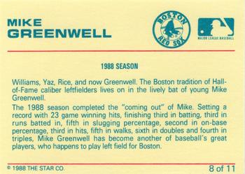 1989 Star Mike Greenwell Purple #8 Mike Greenwell Back