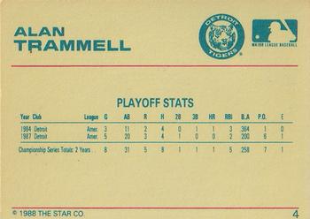 1989 Star Alan Trammell #4 Alan Trammell Back