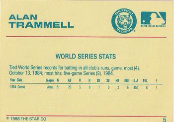 1989 Star Alan Trammell #5 Alan Trammell Back