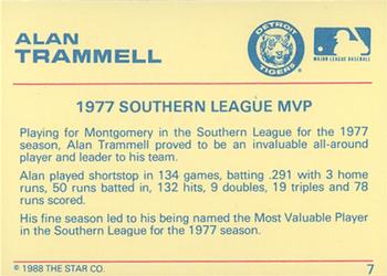 1989 Star Alan Trammell #7 Alan Trammell Back