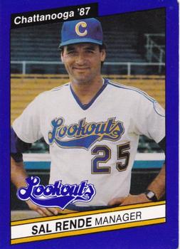 1987 Best Chattanooga Lookouts #1 Sal Rende Front
