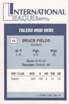1987 TCMA International League All-Stars #14 Bruce Fields Back