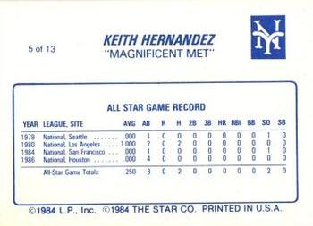 1987 Star Keith Hernandez #5 Keith Hernandez Back