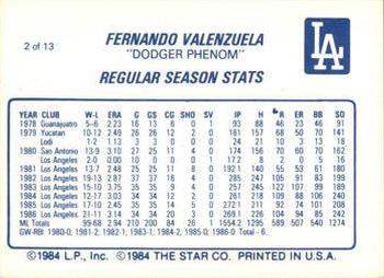 1987 Star Fernando Valenzuela #2 Fernando Valenzuela Back