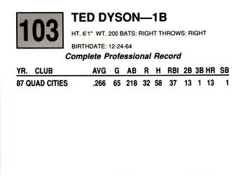 1988 Cal League #103 Ted Dyson Back