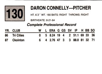1988 Cal League #130 Daron Connelly Back