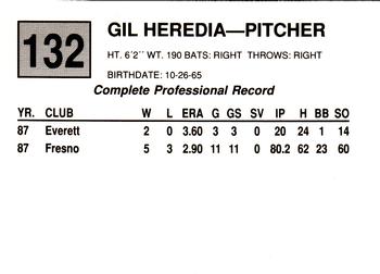 1988 Cal League #132 Gil Heredia Back