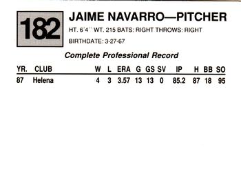 1988 Cal League #182 Jaime Navarro Back