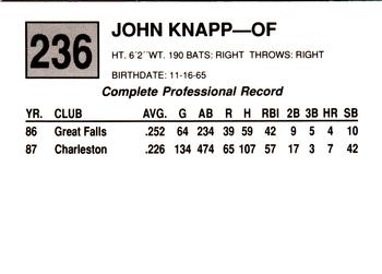 1988 Cal League #236 John Knapp Back
