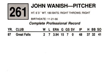 1988 Cal League #261 John Wanish Back