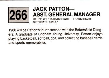 1988 Cal League #266 Jack Patton Back