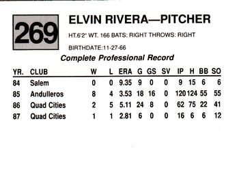 1988 Cal League #269 Elvin Rivera Back