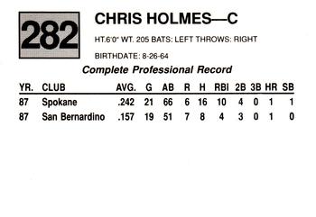 1988 Cal League #282 Chris Holmes Back