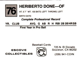 1988 Cal League #76 Heriberto Done Back