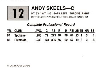 1989 Cal League #12 Andy Skeels Back