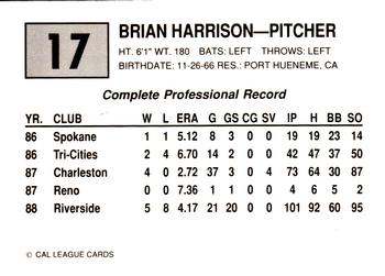 1989 Cal League #17 Brian Harrison Back