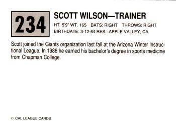 1989 Cal League #234 Scott Wilson Back