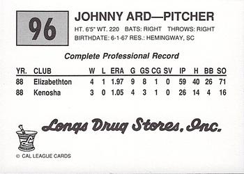 1989 Cal League #96 Johnny Ard Back