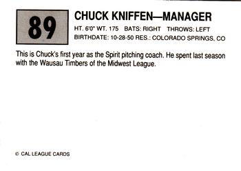 1989 Cal League #89 Chuck Kniffin Back