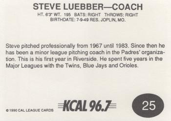 1990 Cal League #25 Steve Luebber Back