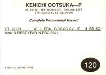 1990 Cal League #120 Kenichi Ohtsuka Back