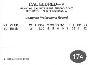 1990 Cal League #174 Cal Eldred Back