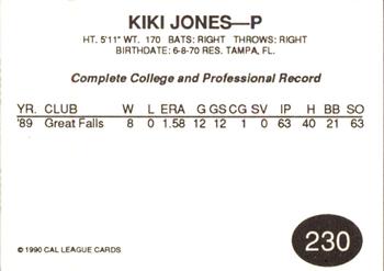 1990 Cal League #230 Kiki Jones Back
