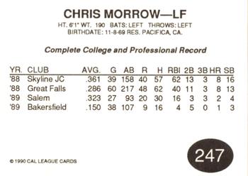 1990 Cal League #247 Chris Morrow Back