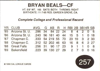 1990 Cal League #257 Bryan Beals Back