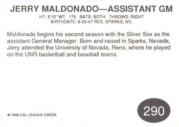 1990 Cal League #290 Jerry Maldonado Back