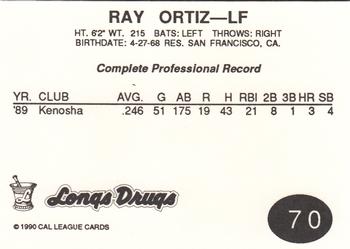 1990 Cal League #70 Ray Ortiz Back