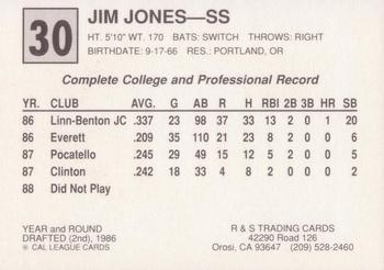 1989 Cal League All-Stars #30 Jim Jones Back