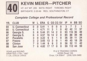 1989 Cal League All-Stars #40 Kevin Meier Back