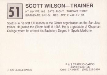 1989 Cal League All-Stars #51 Scott Wilson Back