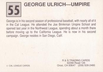 1989 Cal League All-Stars #55 George Ulrich Back