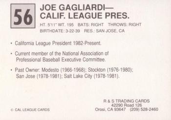 1989 Cal League All-Stars #56 Joe Gagliardi Back