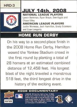 2008 Upper Deck Documentary - Home Run Derby #HRD-3 Josh Hamilton Back