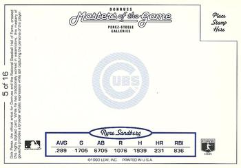 1993 Donruss - Masters of the Game #5 Ryne Sandberg Back