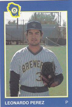 1988 Grand Slam Beloit Brewers #18 Leonardo Perez Front