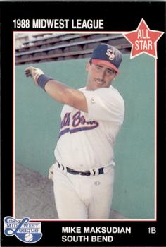 1988 Grand Slam Midwest League All-Stars #48 Mike Maksudian Front