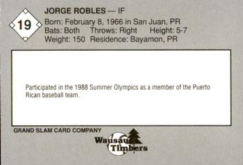 1989 Grand Slam Wausau Timbers #19 Jorge Robles Back