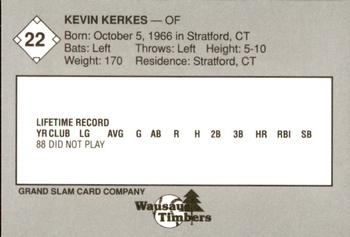 1989 Grand Slam Wausau Timbers #22 Kevin Kerkes Back